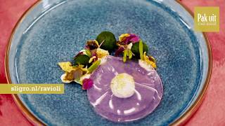 Kerst  Ravioli van shiso purple geitenkaas en zeealg [upl. by Vassaux]