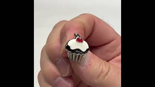 Cupcake lapel Pin Silver with Black White Red Enamel Pin Food Pin cupcake lapelpin enamelpins [upl. by Sera]