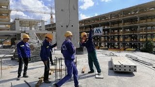 PRECAST COLUMN INSTALLATION PROCESS  PRECAST CONCRETE COLUMN [upl. by Alyar]