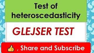 Glejser test  Test of heteroscedasticity [upl. by Anyrb536]