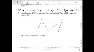 NYS Geometry Regents August 2018 Question 26 [upl. by Ylrahc]