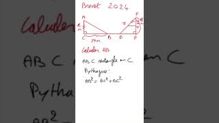 Brevet  Calculer une longueur  Pythagore 10 [upl. by Worrell143]