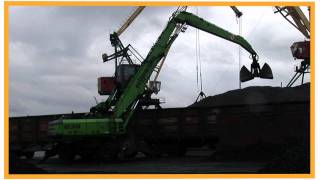 SENNEBOGEN  Port Handling 835 Material Handler in coal handling at Polar Circle Murmansk [upl. by Keeler]