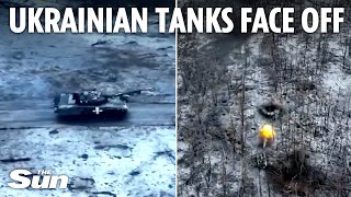 Ukrainian and Russian tanks face off in explosive head to head battle [upl. by Hufnagel]