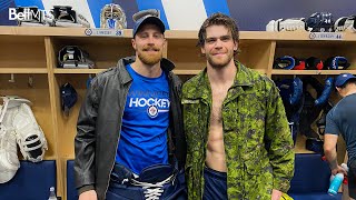 Laurent Brossoit and shirtless Adam Lowry earn Jackets [upl. by Hajin153]