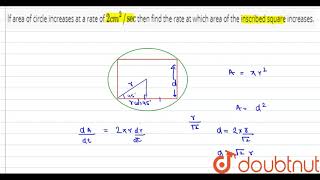 If area of circle increases at a rate of 2cm2sec then find the rate at which [upl. by Petronille662]