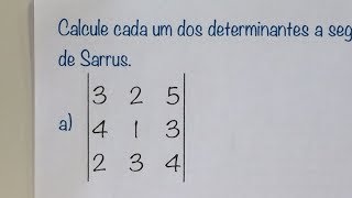 MFUNA  Dt3  Como calcular um determinante de terceira ordem usando a regra de Sarrus [upl. by Orest688]