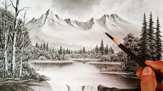 Beautiful landscape scenery drawing with pencil  Pencil drawing nature [upl. by Faria]