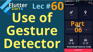 flutter in hindi  use of gesture detector in flutter  Lecture 60  Part 06 [upl. by Stander475]