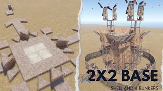 2X2 NEW BASE DESIGN SHELL 4 BUNKERS CHEAP BASE FOR SNOWBALL  RUST 2024 [upl. by Ailicec]