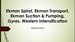 Ekman Spiral and Ekman Transport amp Western Intensification [upl. by Kostival]