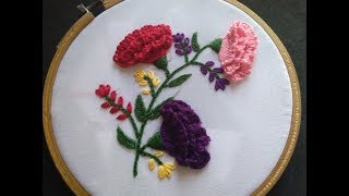 Hand Embroidery  Carnation Flower Stitch Hand Embroidery For Beginners [upl. by Ojyma]