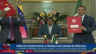 Maduro firma acuerdos con empresa Veneoranto Petroleum de Nigeria 8 agosto 2024 [upl. by Ahsotal]