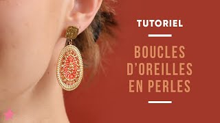 TUTORIEL  Boucles doreilles en perles Miyuki et facettes de bohème effet géode orange [upl. by Dieball204]