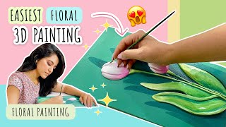 Easiest 3D Floral Painting  Wall Decor Ideas [upl. by Alyehc]