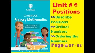 Cambridge Primary Mathematics Learners book Grade 1 Unit 6 Positions Ordinal numbers page 87 to 92 [upl. by Subak]