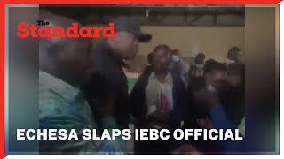 Former sports CS Rashid Echesa confronts an IEBC official over alleged UDA agents frustration [upl. by Turmel911]