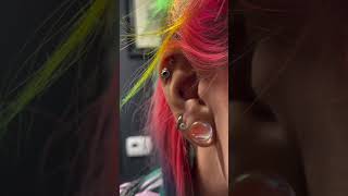 Conch piercing 🌟 How to safely gauge using our Hypochlorous Acid Piercing Aftercare Spray [upl. by Aidne]