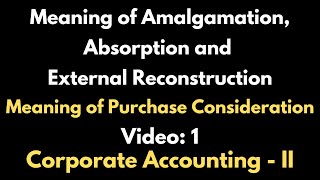 Meaning of Amalgamation Absorption and External ReconstructionVideo1 Corporate AccountingIITamil [upl. by Atiz]