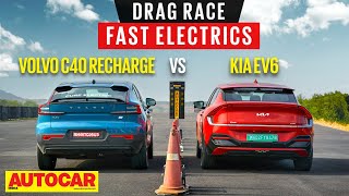 Drag Race Volvo C40 Recharge vs Kia EV6  Family EVs battle it out  autocarindia1 [upl. by Burbank]