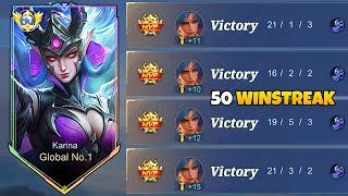 GLOBAL KARINA 1 HIT BUILD AUTOWINSTREAK karina best build 2023 MLBB [upl. by Arlana]