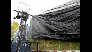 Flatbed Load Tarping Hay Loads UltraTarp System [upl. by Talbot222]