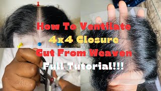 DIY  How To Ventilate A 4x4 Closure Using Curly WeavonBeginner Friendly [upl. by Clarkin993]