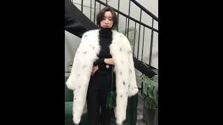 Knitted White Fox Fur Coat 317 fur [upl. by Luing]