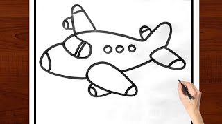 Aeroplane Drawing  How to draw aeroplane for kids Kids Drawing  Kids video Easy aeroplane [upl. by Sula]