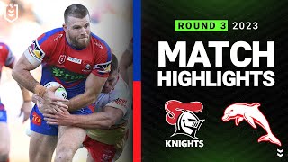 NRL 2023  Newcastle Knights v Dolphins  Match Highlights [upl. by Ilek]