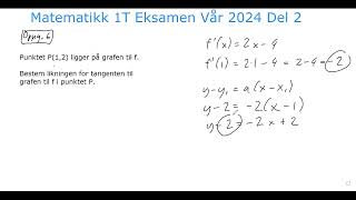 Matematikk 1T Eksamen Vår 2024 Del 2 vid 2 [upl. by Aicatsue400]