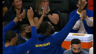 Warriors bench go crazy after Nemanja Bjelica two triples in a row Houston Rockets vs GS Warriors [upl. by Arlette]