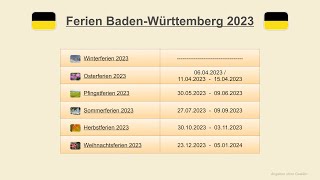 Ferien Baden Württemberg 2023 [upl. by Ailgna]