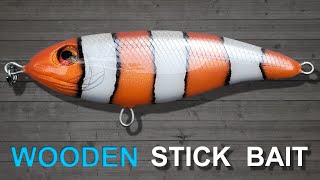 Making a Wooden Stick Bait handmade saltwater fishing lures [upl. by Euqimod169]