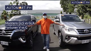 Mitsubishi Montero GLS vs GLX and Toyota Fortuner G vs V  Automart Guide [upl. by Maclaine]