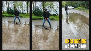 0373 Unclogging a storm drain after rain in Germany 3pics [upl. by Zelikow]