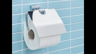 Porte papier toilette avec couvercle sans perçage TESA KLAAM [upl. by Kinna]