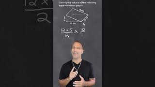 Volume Of A Right Triangular Prism maths mathematics volume [upl. by Nnylatsyrc]