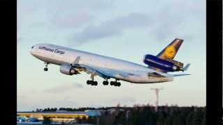 Lufthansa Cargo MD11 takeoff Krasnoyarsk photo sequence [upl. by Nicram]