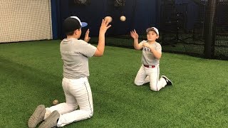 Baseball Throwing Drill Kneeling BareHanded Catch [upl. by Eniawed]