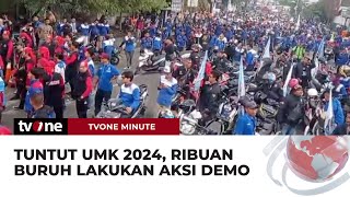 Ribuan Buruh di Tangerang Turun ke Jalan Tuntut UMK 2024  tvOne Minute [upl. by Patrice]