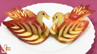 How to Make Apple Swan Garnish  Fruit Carving Video For Beginners [upl. by Hukill]