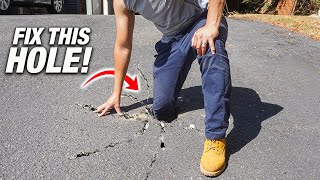 How To Fix Sinkhole In Your Concrete Or Asphalt Driveway DIY [upl. by Slaby]