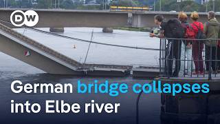 Germany Carola Bridge in Dresden collapses into Elbe river  DW News [upl. by Mercedes]