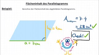 Parallelogramm – Flächeninhalt berechnen 😃 Flächenberechnung [upl. by Rus]