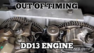 DD13 engine does not run well out of timing camshaft damage intake exhaust freightliner cascadia [upl. by Johnathon]