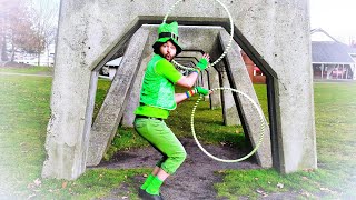 Happy St Patricks Day Dance Leprechaun Hula Hoop Tricks 2 🍀 Shorts [upl. by Eillen]