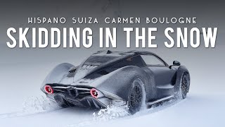 Electric HYPERCAR SKIDDING in the SNOW  Hispano Suiza [upl. by Willy]