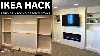 IKEA Billy Bookcase Hack  DIY BuiltIn Shelves [upl. by Nyrehtak]