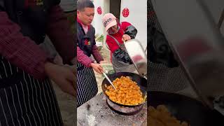 Stirfried sugar syrup to make silken sweet potatoes [upl. by Asillim603]